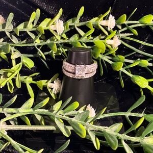 Wedding Set Princess Cut Moissanite Ring Sz 7